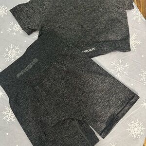 Prozis Charcoal Gray Crop Tee and Shorts Set